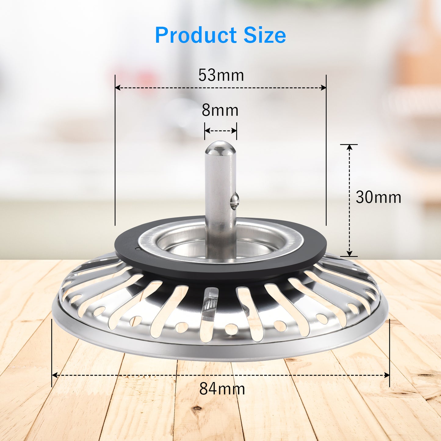Tomario 2.0 Kitchen Sink Plug Strainer Thicken Stainless Steel Sink Plugs and Strainers for UK Sinks, Hole Diameter 78mm, 79mm, 82mm, 84mm (84mm)
