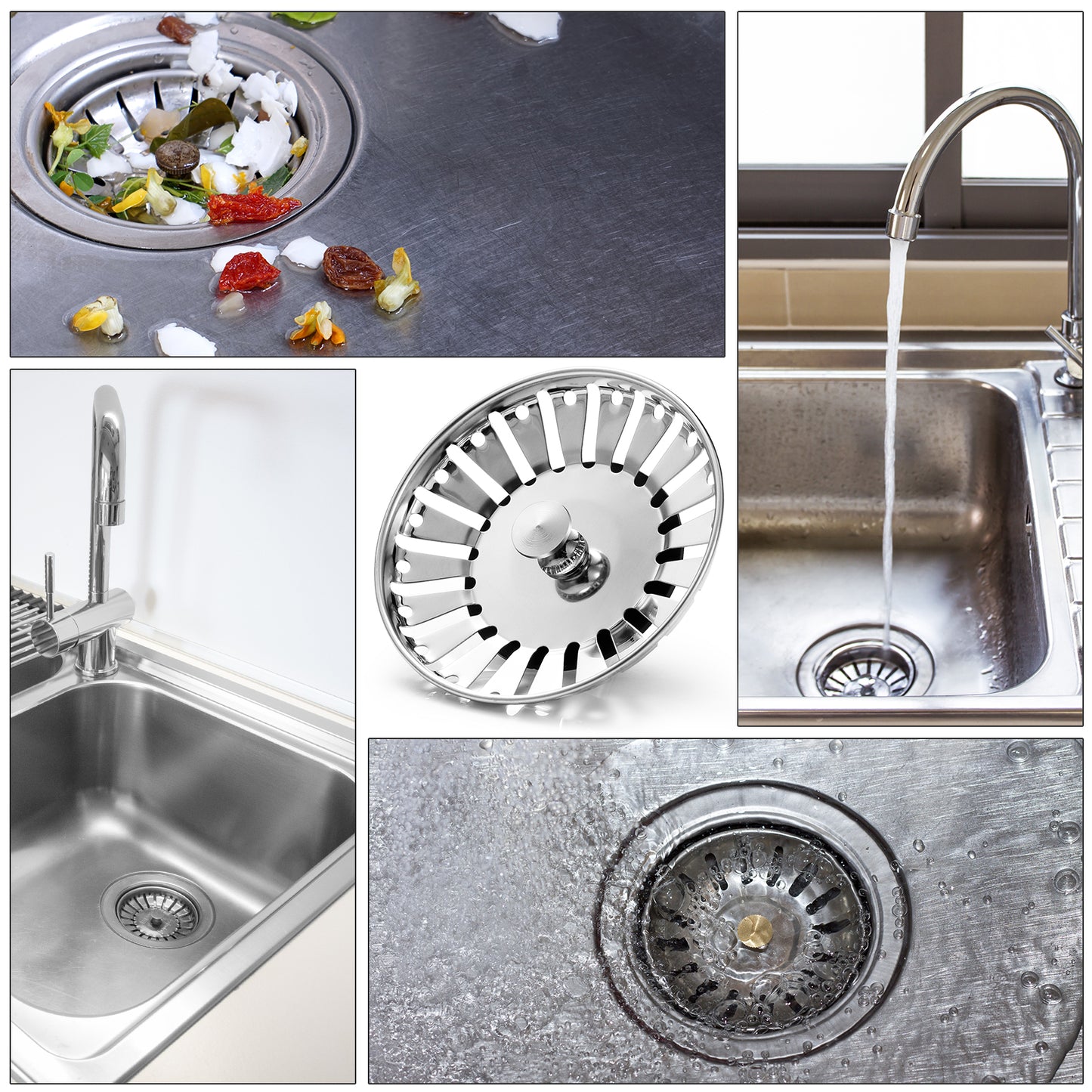 Tomario 2.0 Kitchen Sink Plug Strainer Thicken Stainless Steel Sink Plugs and Strainers for UK Sinks, Hole Diameter 78mm, 79mm, 82mm, 84mm (84mm)
