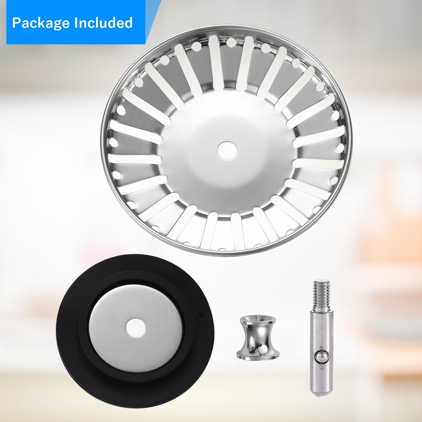 Tomario 2.0 Kitchen Sink Plug Strainer Thicken Stainless Steel Sink Plugs and Strainers for UK Sinks, Hole Diameter 78mm, 79mm, 82mm, 84mm (84mm)
