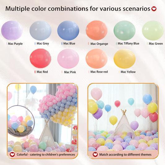 Tomario Macaron Balloons, 150pcs Multicolored Helium Party Balloon, Biodegradable Latex Birthday Ballon, Colorful Balloons for Kids, Birthday Party, Thick Balloon Garland Arch Supplies Decorations