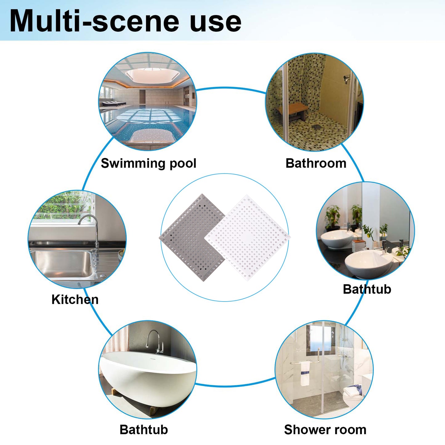 (2 Pack) Drain Protectors with Sucker, Durable Silicone Bathtub Stopper 14.5cm/5.7inch Sink Strainer Hair Catcher Filter Trap for Bathroom Bathtub Shower Drain Kitchen Sink Pet Hair