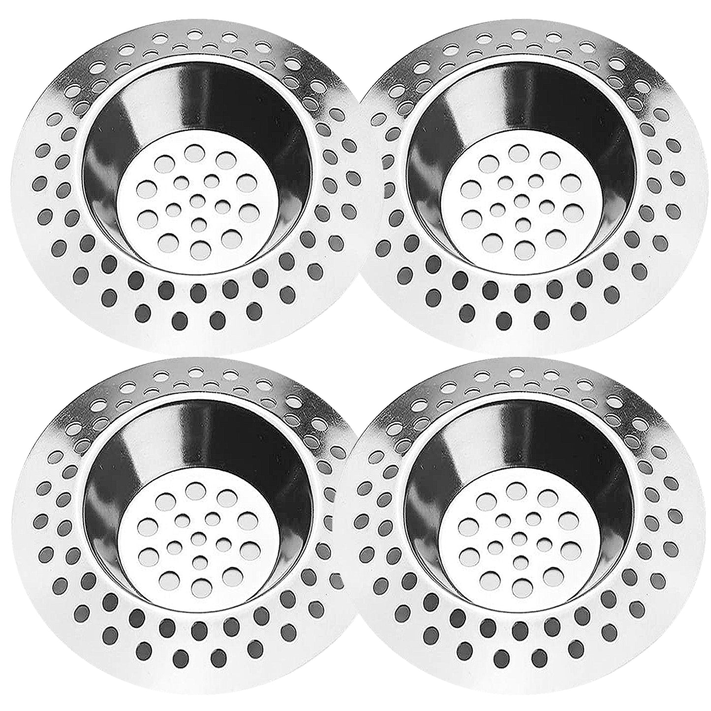 Tomario Stainless Steel Kitchen Sink Strainer Plug, Standard Strainer Drain Protector Hair/Food Catcher for Bathroom, Kitchen, Shower (External Diameter 7.5cm, Inner Diameter 3.6cm, Pack of 2)