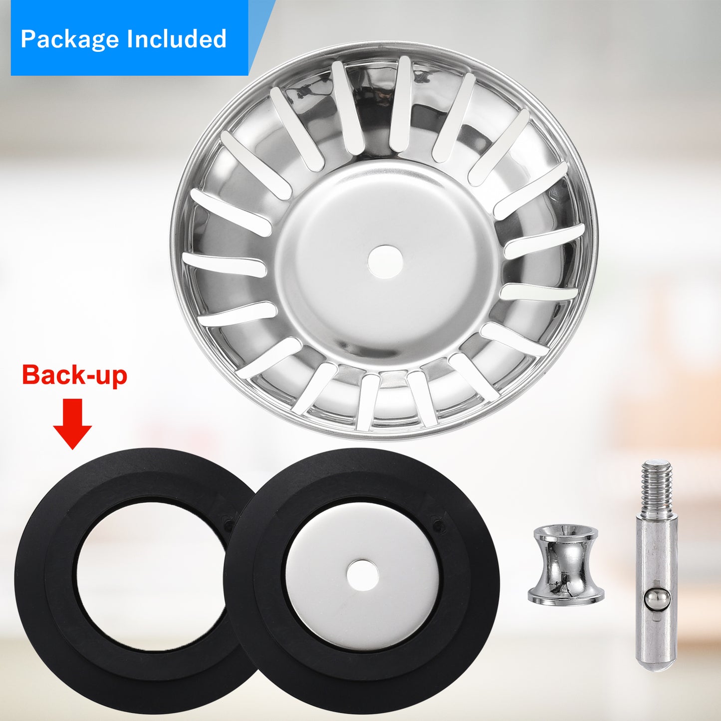 Tomario 2.0 Kitchen Sink Plug Strainer Thicken Stainless Steel Sink Plugs and Strainers for UK Sinks, Hole Diameter 78mm, 79mm, 82mm, 84mm (78mm)