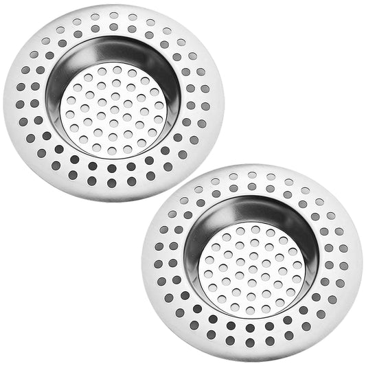 Tomario Stainless Steel Kitchen Sink Strainer Plug, Standard Strainer Drain Protector Hair/Food Catcher for Bathroom, Kitchen, Shower (External Diameter 7.0cm, Pack of 2)