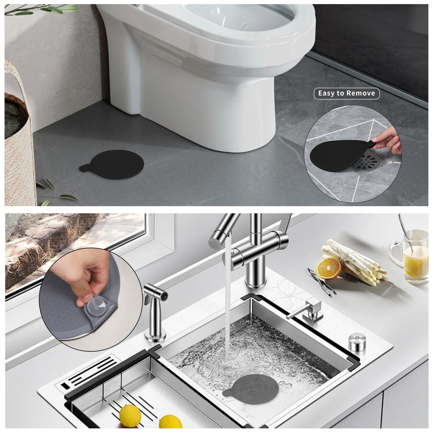 2 Pack Silicone Bathtub Stopper, 6" Extra Large Sink Plug, Universal Shower Drain Tub Stopper for Kitchen Sink Bathroom