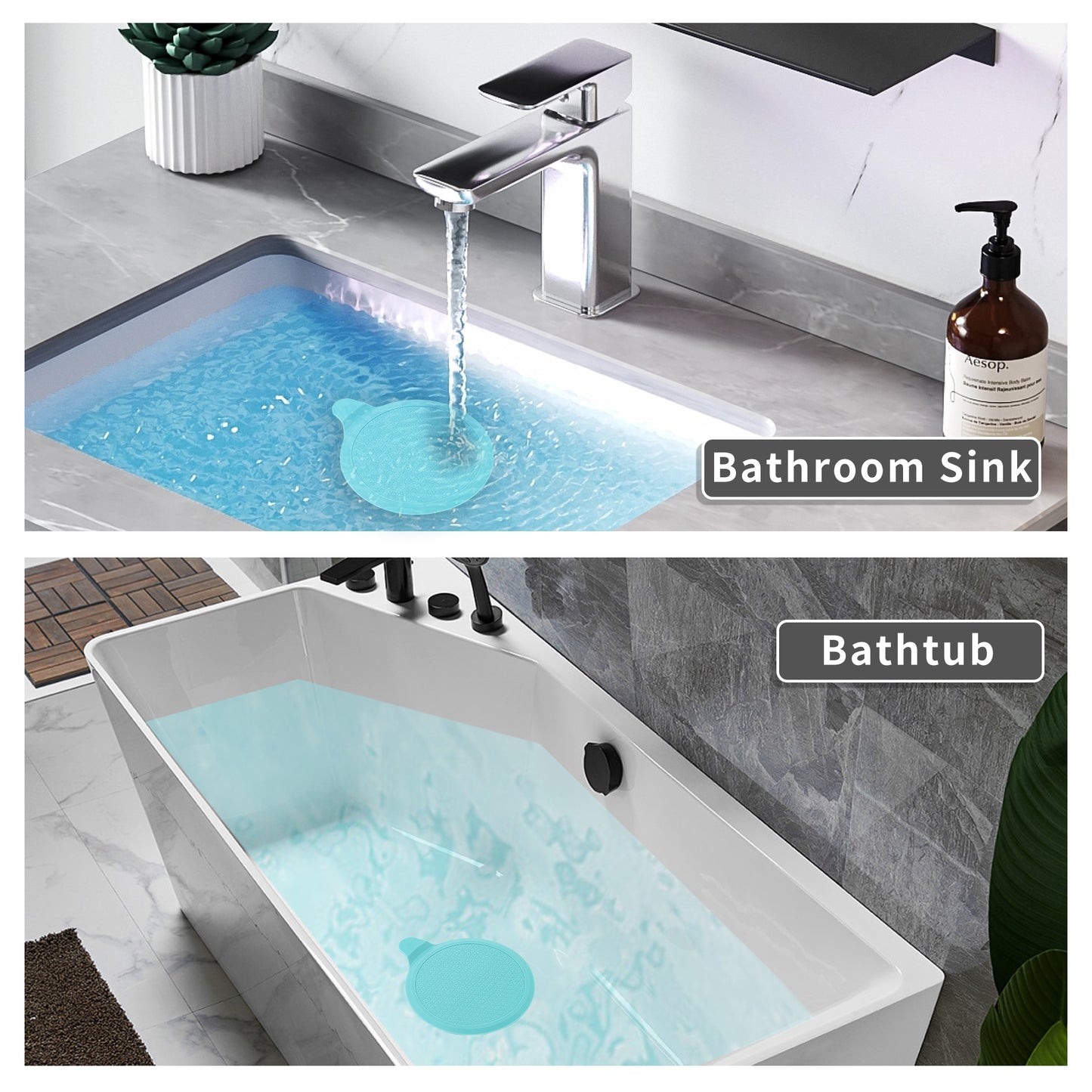 2 Pack Silicone Bathtub Stopper, 6" Extra Large Sink Plug, Universal Shower Drain Tub Stopper for Kitchen Sink Bathroom