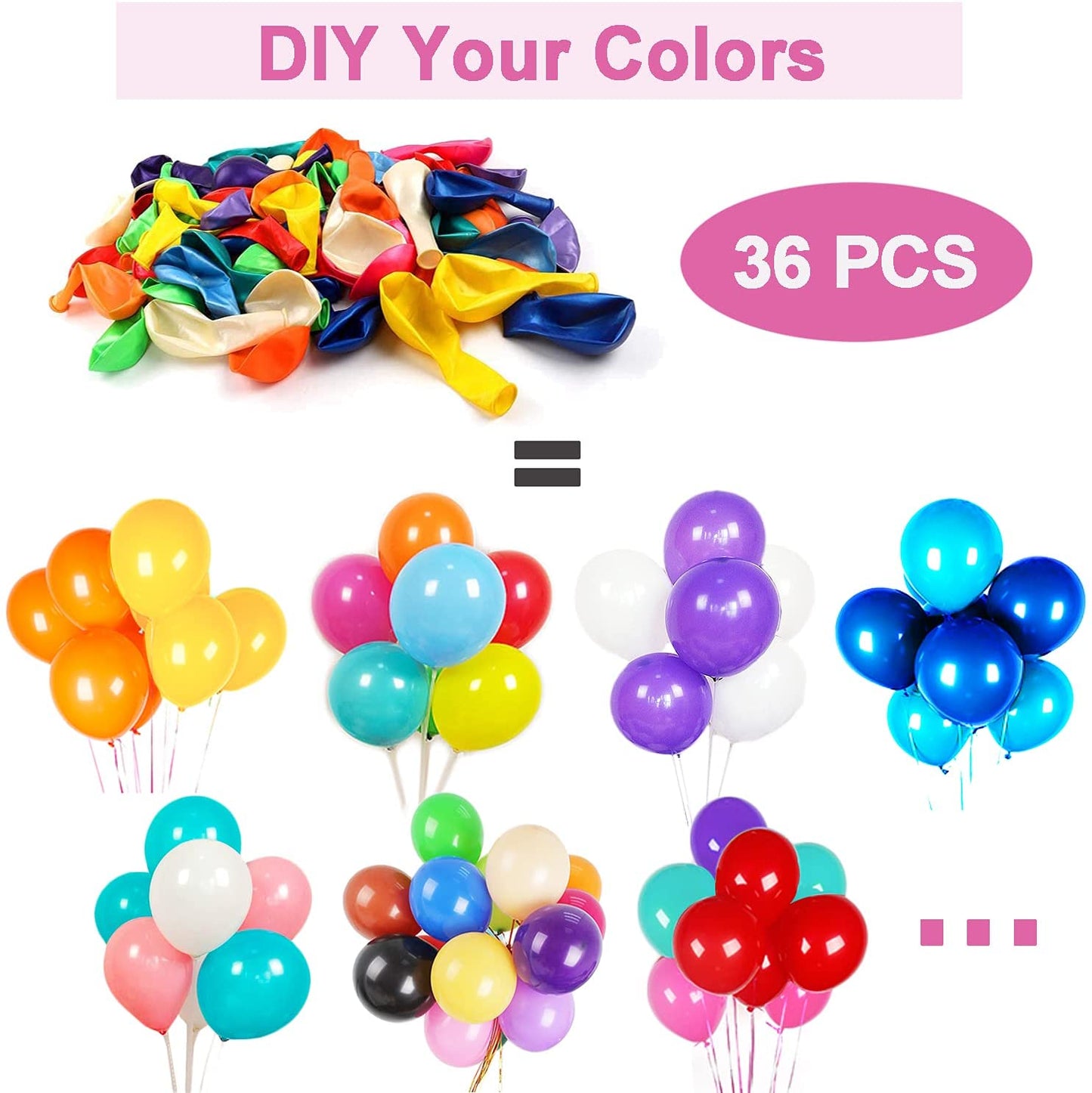 Balloons and Balloon Pump Set, Included 120pcs Colourful Balloons + 2 Durable Balloon Pumps for Party Decoration, Birthday, Weddings, Anniversaries, Celebrations, 10pcs per Color, 12 Colors (Balloons with pump)