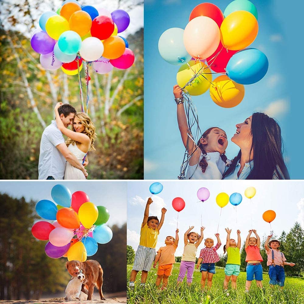 Balloons and Balloon Pump Set, Included 120pcs Colourful Balloons + 2 Durable Balloon Pumps for Party Decoration, Birthday, Weddings, Anniversaries, Celebrations, 10pcs per Color, 12 Colors (Balloons with pump)